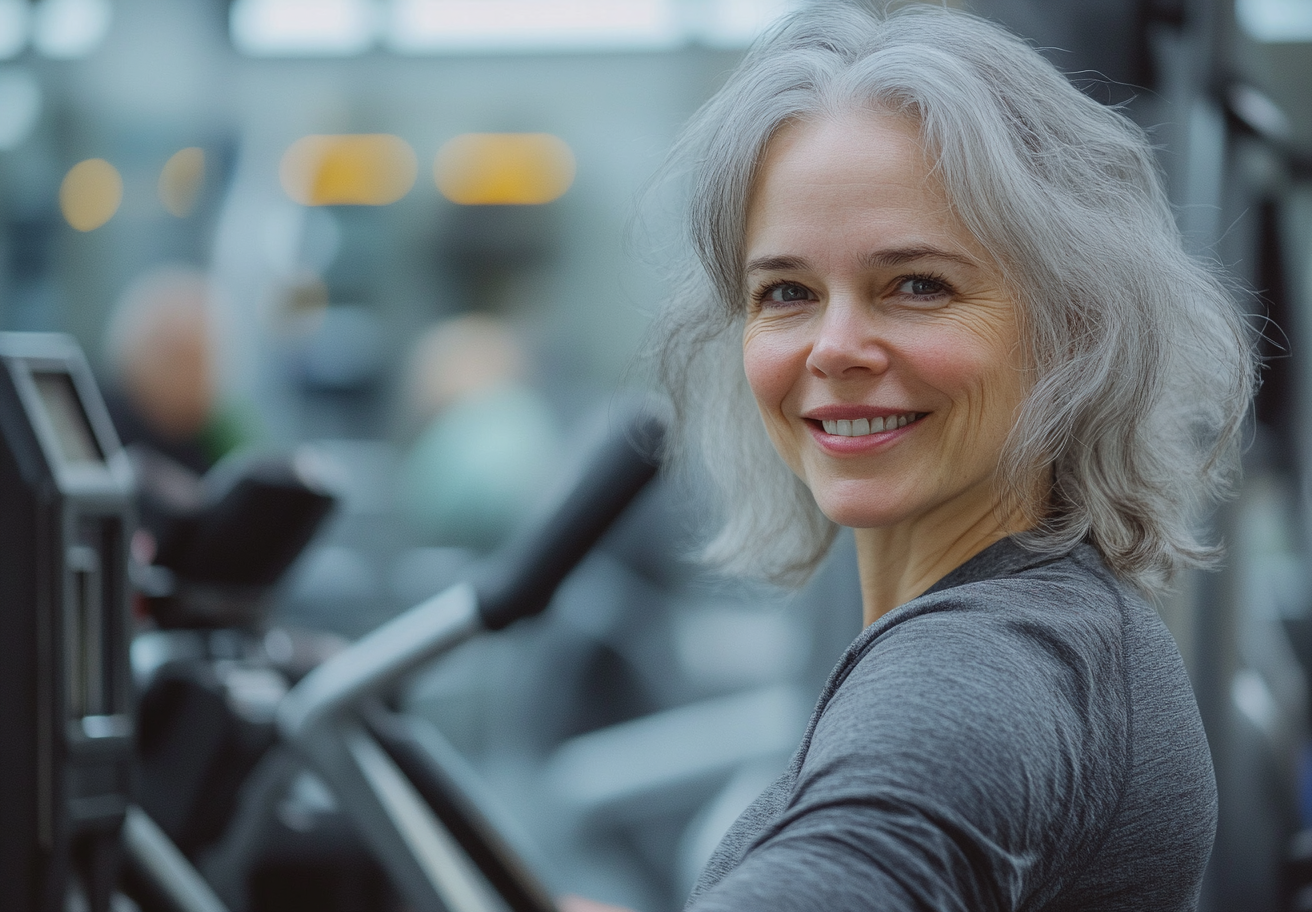 Жінка старшого віку на фітнес тренуванні